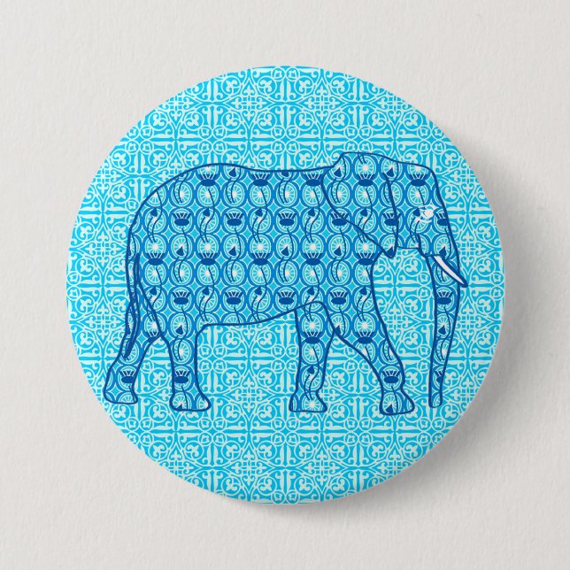 Badge Rond 7,6 Cm Ephène de fleur de Lotus - turquoise (Devant)