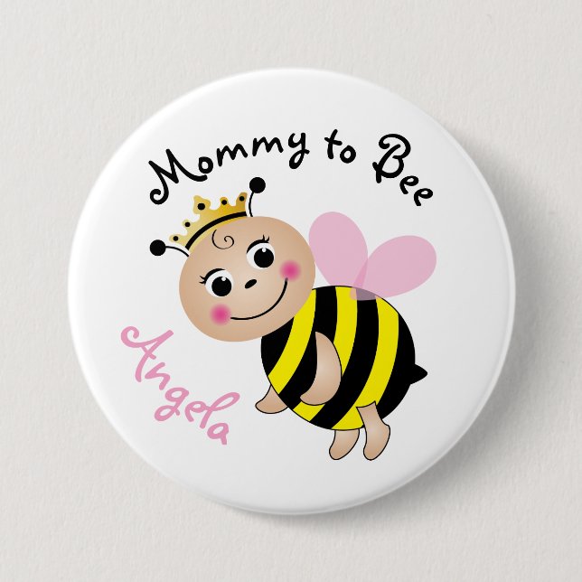 Badge Rond 7,6 Cm Épingle du bouton de Baby shower Maman to Bee (Devant)