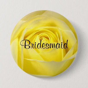 Badge Rond 7,6 Cm Épouse, Rose Jaune