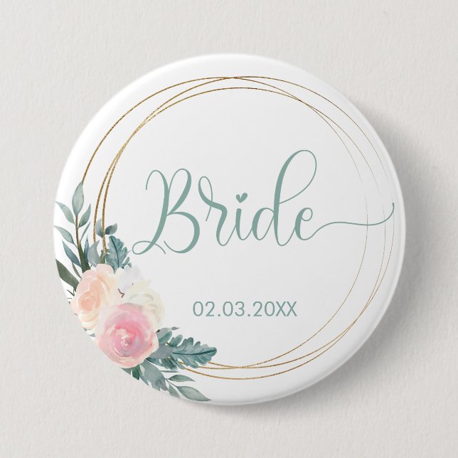 Badge Rond 7,6 Cm ÉQUIPE BRIDE ! Blumen Kranz Bouton (Devant)