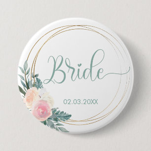 Badge Rond 7,6 Cm ÉQUIPE BRIDE ! Blumen Kranz Bouton