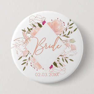 BADGE ROND 7,6 CM ÉQUIPE DE BRIDE FLORAL BUTTON