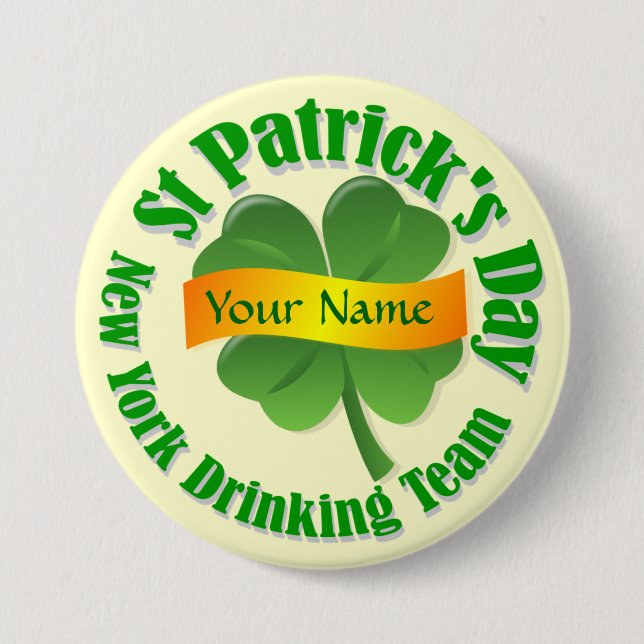Badge Rond 7,6 Cm Équipe de New York St Patrick's (Devant)