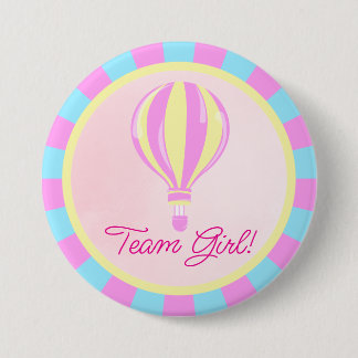 Badge Rond 7,6 Cm Équipe Fille Révélation de Sexe par Montgolfière R