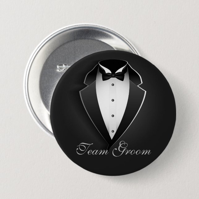 Badge Rond 7,6 Cm Équipe Smoking Élégant Tuxedo (Devant & derrière)