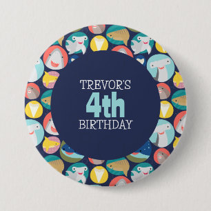 Badge Rond 7,6 Cm Espèces de requins mignons