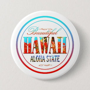 Badge Rond 7,6 Cm État d'Hawaï Aloha