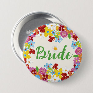 Badge Rond 7,6 Cm Étiquette chic de nom de mariage de jardin de