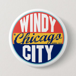 Badge Rond 7,6 Cm Étiquette vintage de Chicago