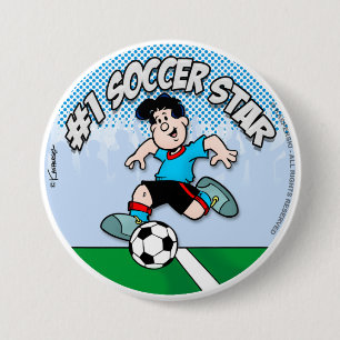 Badge Rond 7,6 Cm Étoile de football