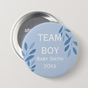 Badge Rond 7,6 Cm Exposé du genre Team Boys aquarelle bleue florale