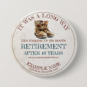 Badge Rond 7,6 Cm Faire-part de retraite avec vieilles éperons