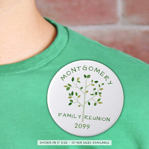 Badge Rond 7,6 Cm Family Reunion Green Family Tree Personnalisé