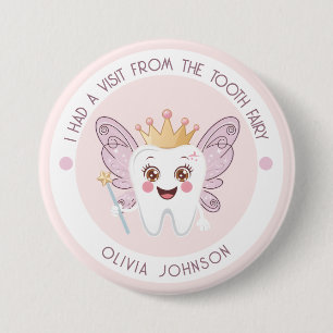 Badge Rond 7,6 Cm Fée à dents roses