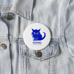 Badge Rond 7,6 Cm Femme au chat sans enfant