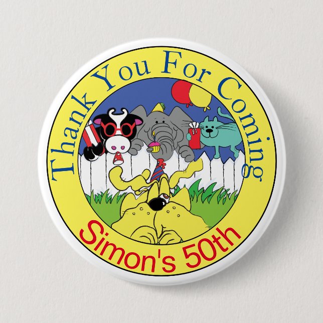Badge Rond 7,6 Cm Fête Animaux amusants Anniversaire Fête (Devant)