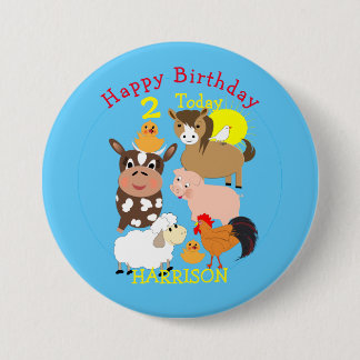 Badge Rond 7,6 Cm Fête Anniversaire de enfant à thème des animaux de