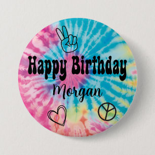 Badge Rond 7,6 Cm Fête d'anniversaire Tie Dye