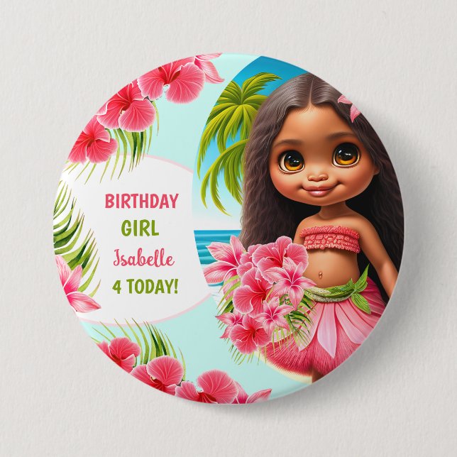 Badge Rond 7,6 Cm Fête de plage tropicale de Luau (Devant)