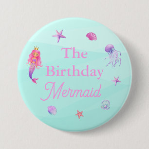 Badge Rond 7,6 Cm Fête des sirènes d'anniversaire