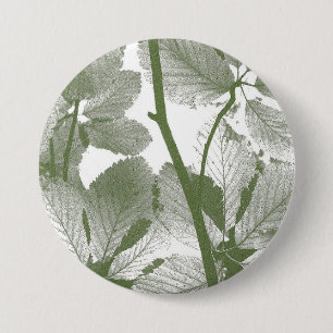 BADGE ROND 7,6 CM FEUILLES ARBRES VERTS