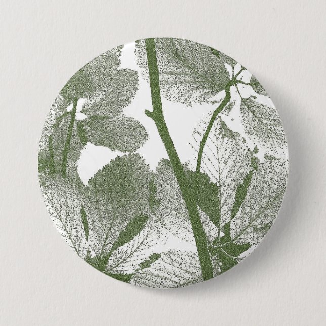 BADGE ROND 7,6 CM FEUILLES ARBRES VERTS (Devant)