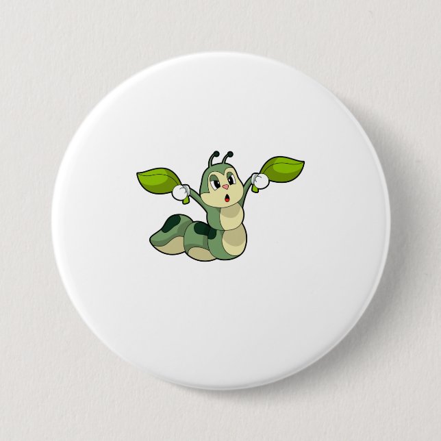 Badge Rond 7,6 Cm Feuilles Caterpillar (Devant)