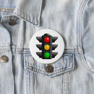 Badge Rond 7,6 Cm Feux de circulation Rouge Jaune Vert Signal