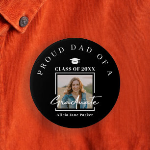 Badge Rond 7,6 Cm Fier maman personnalisée texte diplômé photo noir