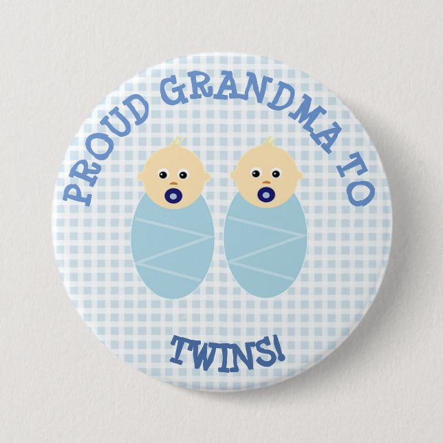 Badge Rond 7,6 Cm Fier nouvelle grand-mère à jumeaux Bouton (Devant)