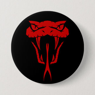 Badge Rond 7,6 Cm Fierce Rouge Serpent Face - Noir Grand