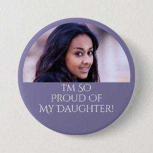 Badge Rond 7,6 Cm Fière fille de la fin d'études avec un parent