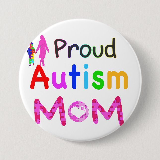 Badge Rond 7,6 Cm Fière maman de l'autisme (Devant)