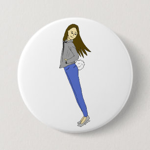 Badge Rond 7,6 Cm fille avec une queue de lapin
