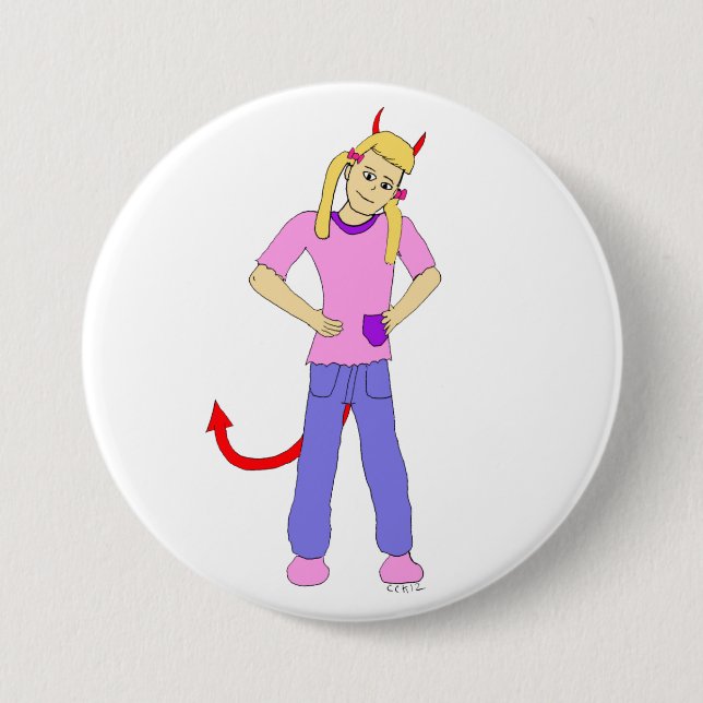 Badge Rond 7,6 Cm fille diable (Devant)