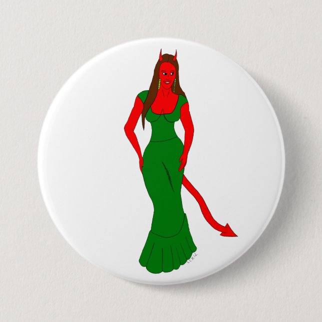 Badge Rond 7,6 Cm fille diable (Devant)