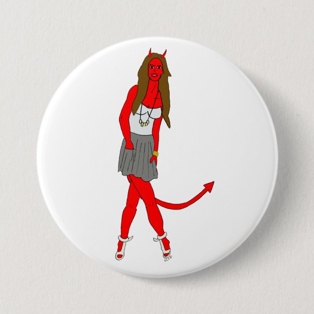 Badge Rond 7,6 Cm fille diable (Devant)