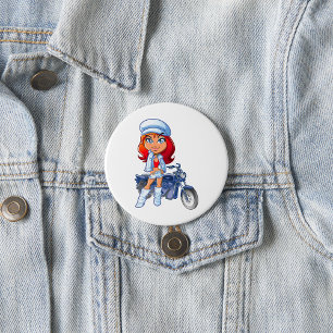 Badge Rond 7,6 Cm Fille motard