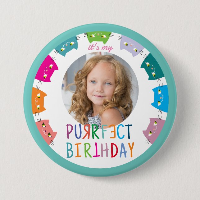 Badge Rond 7,6 Cm Fille Photo Anniversaire (Devant)