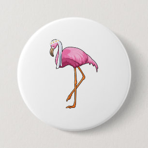 Badge Rond 7,6 Cm Flamant rose de mariée avec voile
