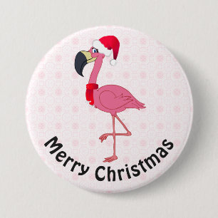 Badge Rond 7,6 Cm Flamant rose de Noël 3 pouces rond bouton