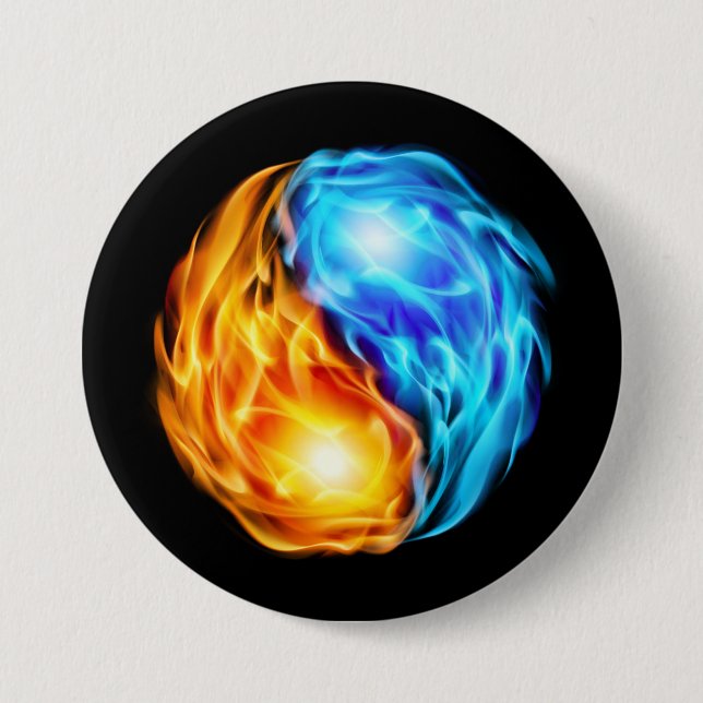 Badge Rond 7,6 Cm Flames jumelles (Devant)