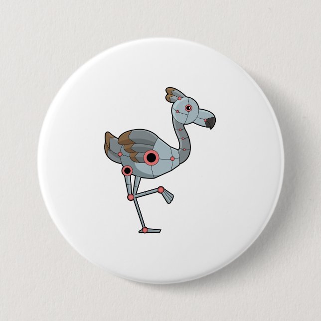 Badge Rond 7,6 Cm Flamingo as Robot (Devant)