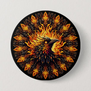 Badge Rond 7,6 Cm Flamme Phoenix Circulaire Graphique