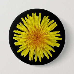 Badge Rond 7,6 Cm Fleur de Dandelion Jaune ensoleillée en été sur n'
