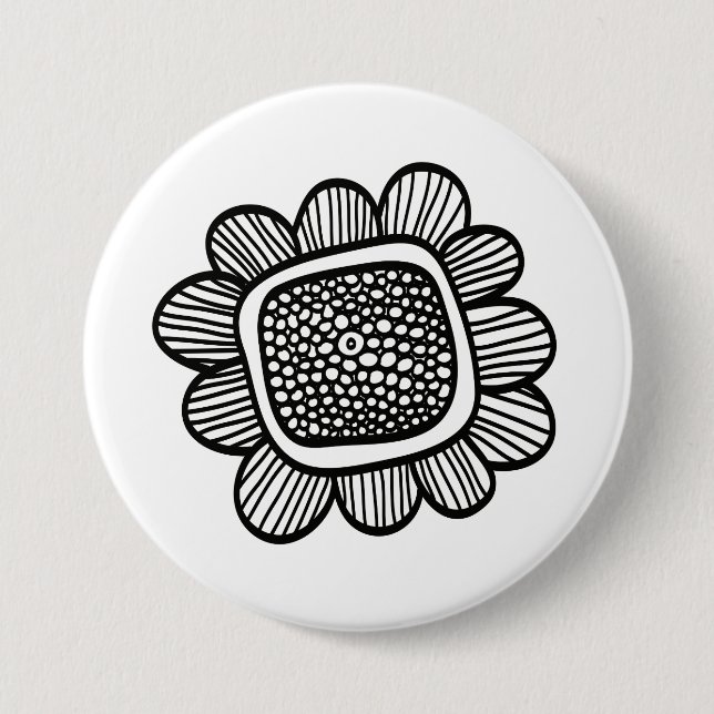 Badge Rond 7,6 Cm Fleur de Doodle (Devant)
