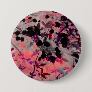 Badge Rond 7,6 Cm Fleur noire rouge motif graphisme