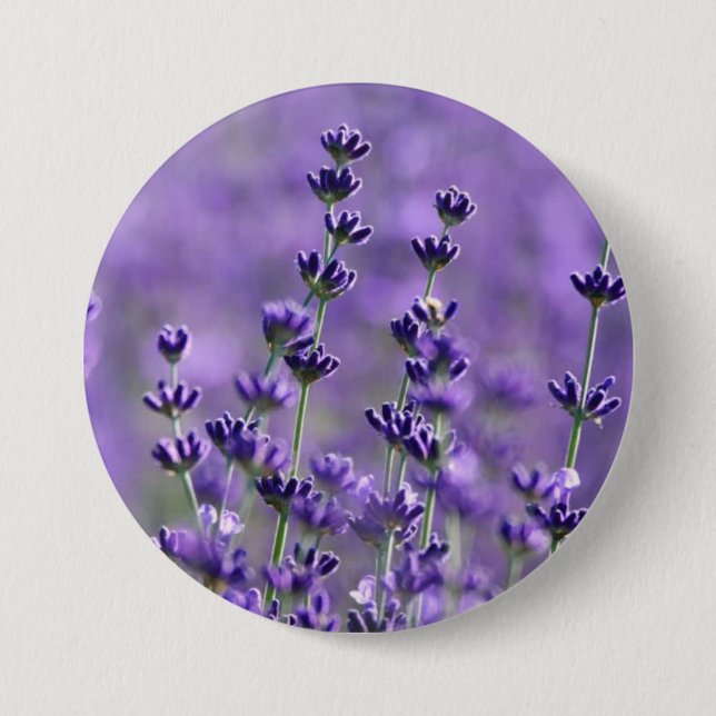 Badge Rond 7,6 Cm Fleurs de lavande mignonne violet (Devant)