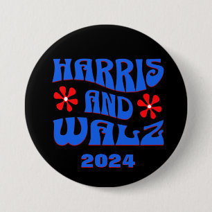Badge Rond 7,6 Cm Fleurs rétro Harris & Walz Noir