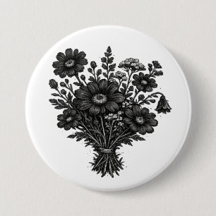 Badge Rond 7,6 Cm Fleurs sauvages vintage art botanique floral linog